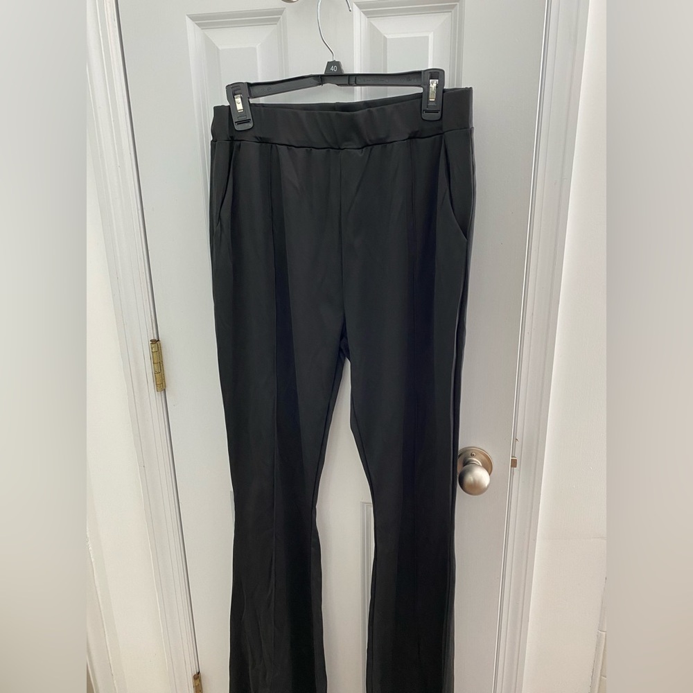 Black long bare bottom style pants
